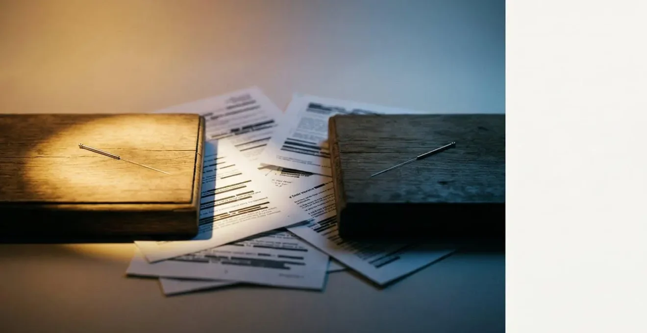 Abstract visual metaphor representing the complexity of health insurance coverage differences for complementary therapies