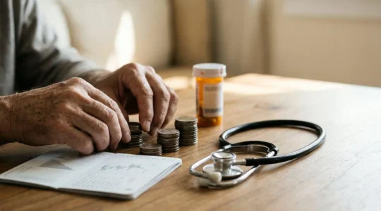 Financial planning documents and medical symbols representing emergency healthcare fund preparation