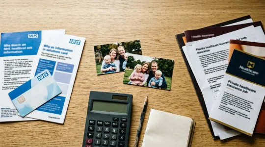Family health insurance planning concept with clean composition and natural negative space