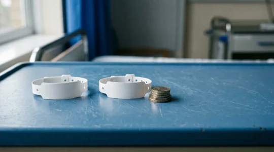 Two UK patients with identical financial circumstances facing contrasting healthcare costs at NHS facility