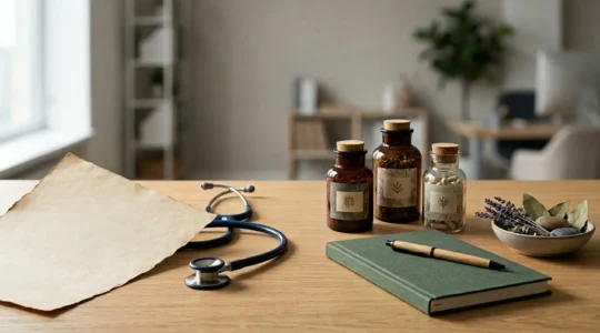 Professional consultation setup illustrating healthcare coverage decisions with natural lighting and clean composition