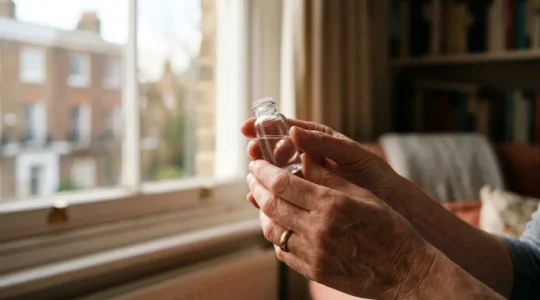 A contemplative scene capturing the tension between hope and uncertainty in healthcare choices