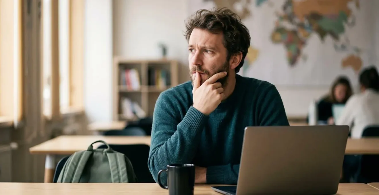 Remote worker with laptop facing international coverage limitations across multiple countries