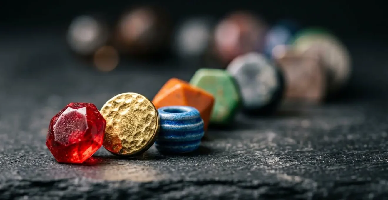 Close-up macro photograph of gaming-inspired objects representing short-term motivation versus sustainable habit formation