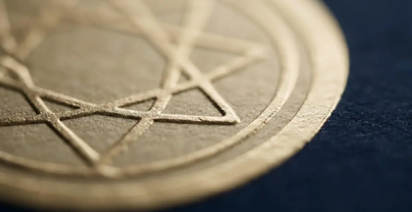 Extreme close-up macro detail of professional certification materials showing texture and quality marks