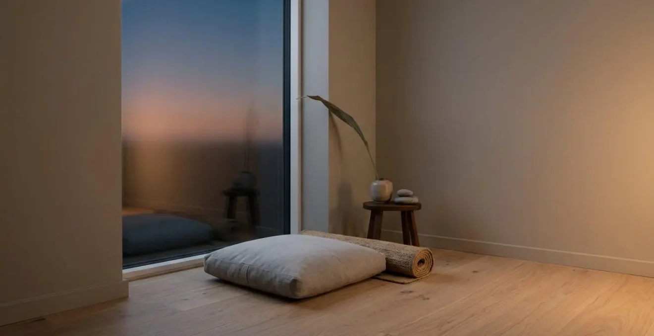 Serene bedroom environment prepared for evening cardiac coherence practice before sleep
